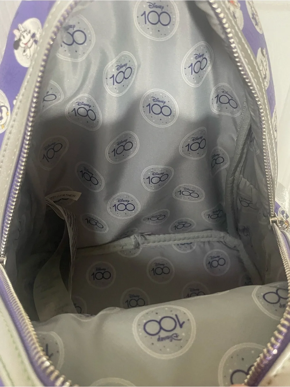 Disney 100th Anniversary Loungefly Mini Backpack Bag Mickey Platinum Purple Spot